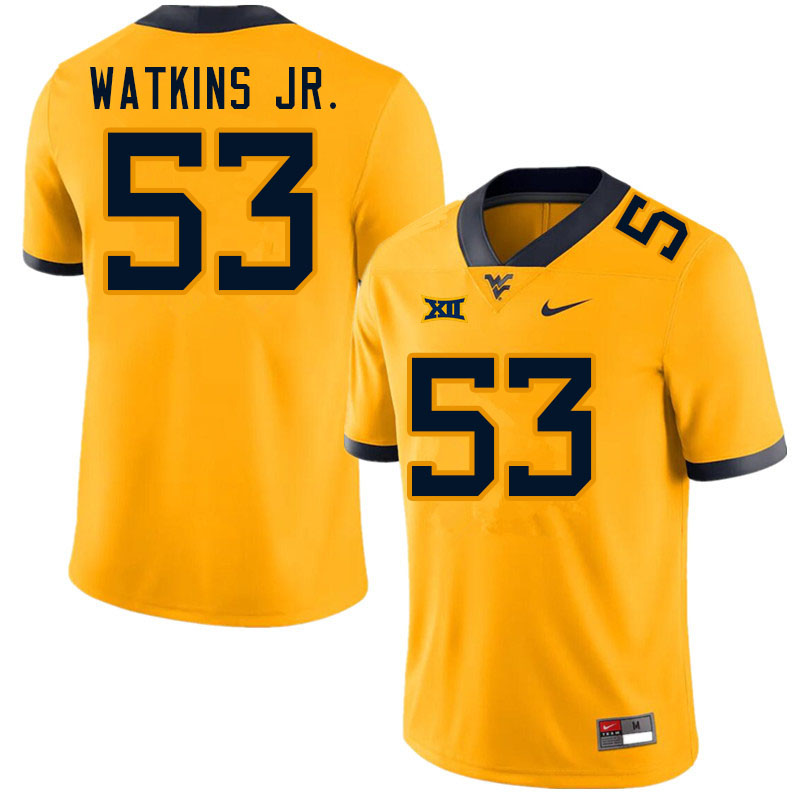 NCAA Men's Eddie Watkins Jr. West Virginia Mountaineers Gold #53 Nike Stitched Football College Authentic Jersey WK23I51GB
